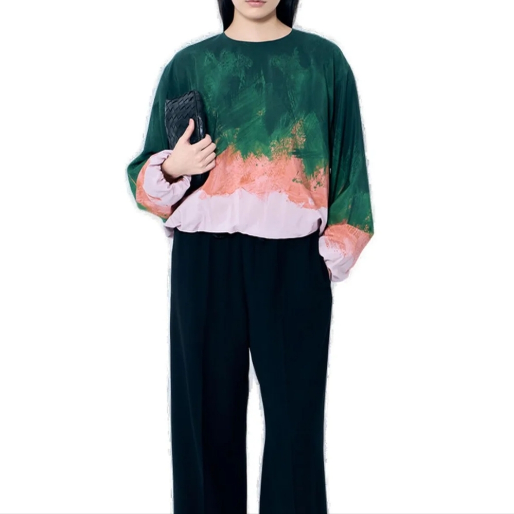 Dries Van Noten Capo Stretch-Silk Bubble Pullover Top - Picture 3 of 13